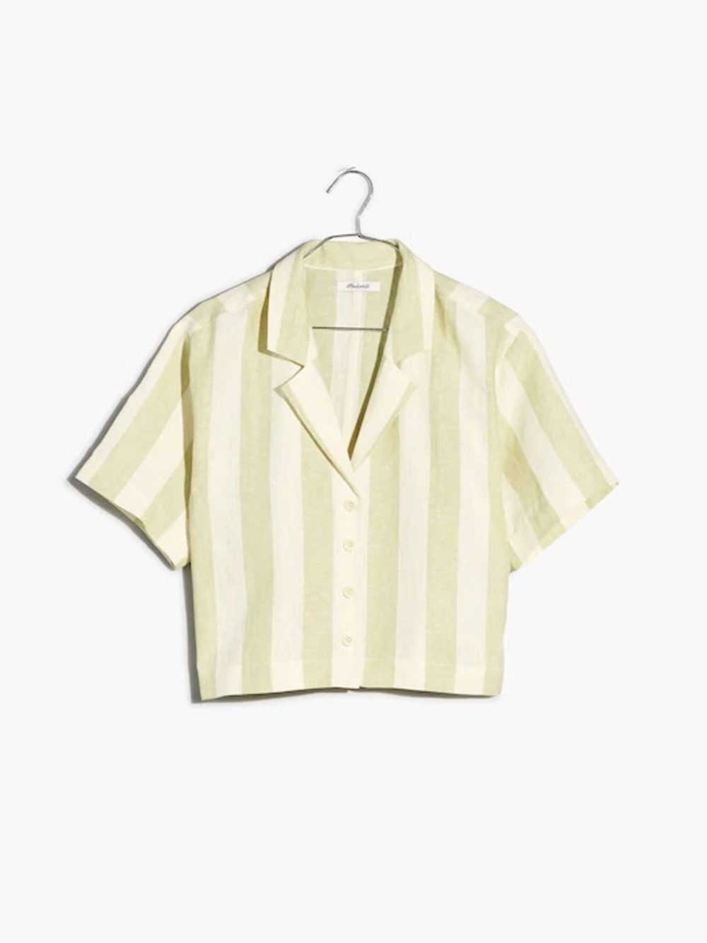 Madewell 100% Linen Resort Crop Shirt in Springy Stripe